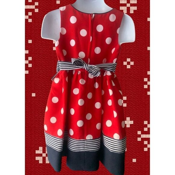 Bonnie Jean Girls Polka Dots Minnie Mouse Dress Size 3T Red White Zip Sleeveless - Picture 5 of 8
